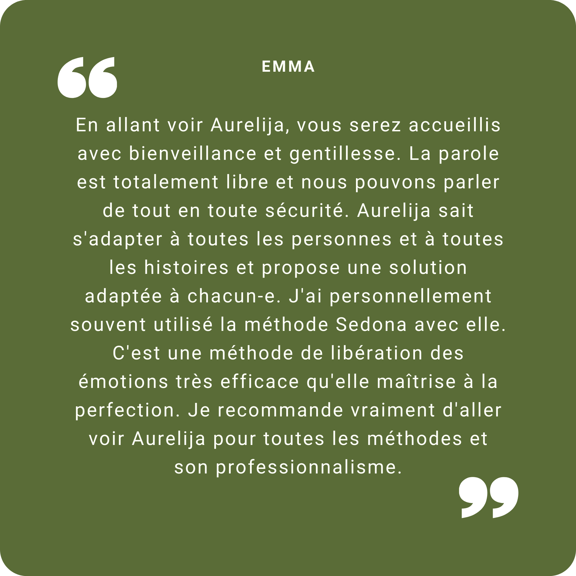 Avis positif sur le travail d'Aurelija Bridier, psychologue du travail